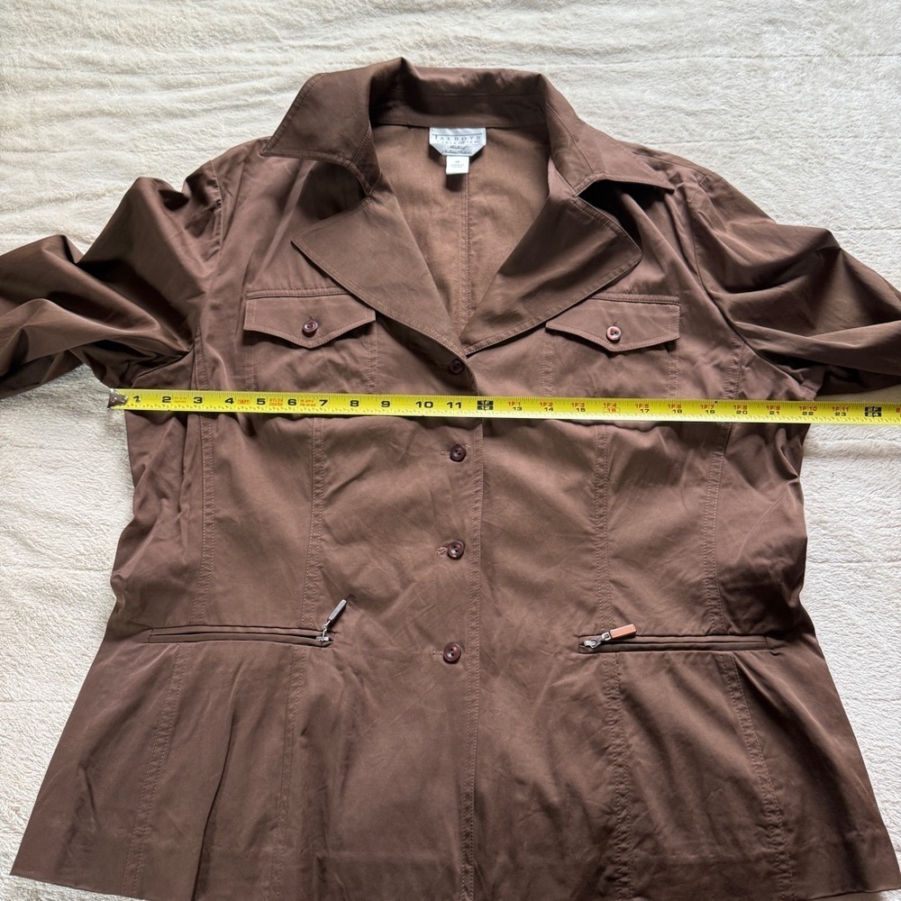 TALBOTS Collection Women Brown Viscose Cotton Field Jacket Button/Pocket Size 16 - Picture 8 of 10